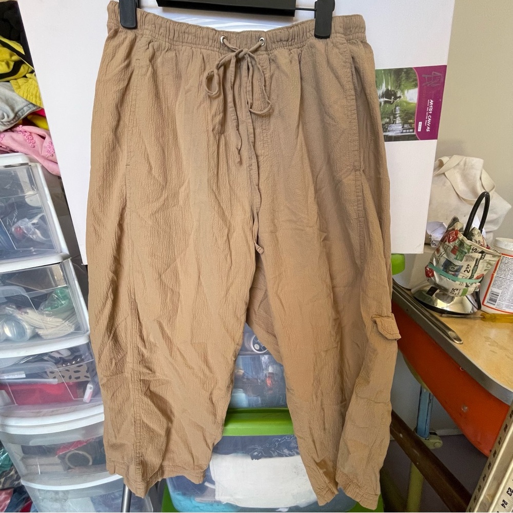 White Stag Tan Cargo Pants Elastic Waist